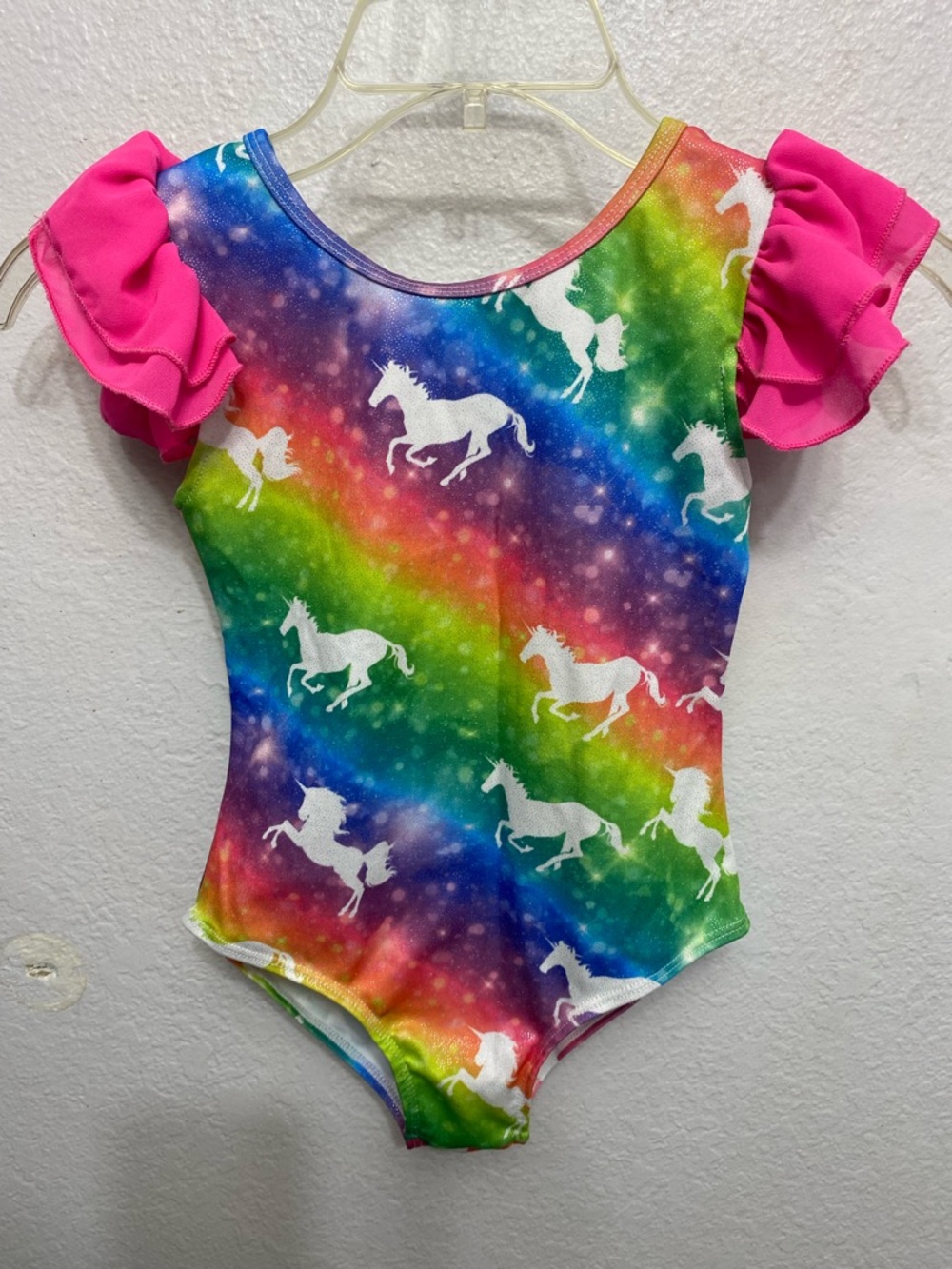 Girl’s Colorful Rainbow Unicorn Print Gymnastics Leotard 6/7